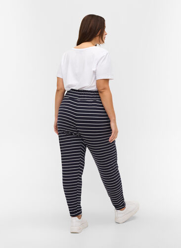 Pantalon en coton à revers, Blue Stripe, Model image number 1