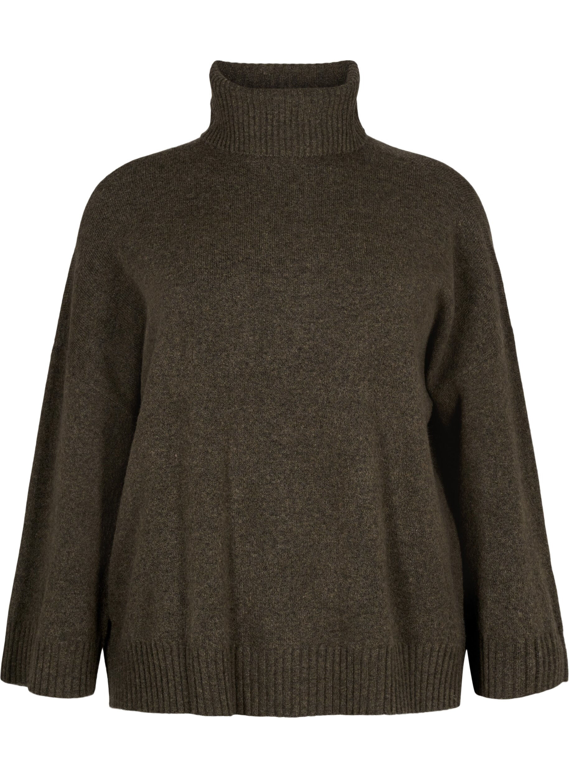 Zizzi Chemisier &agrave; col roul&eacute; en maille, Sea Turtle Mel., Packshot image number 0