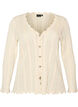 Cardigan with eyelet embroidery and wavy edges, Vanilla, Packshot image number 0