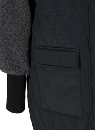 Veste matelassée en peluche avec poches, Black Comb, Packshot image number 3
