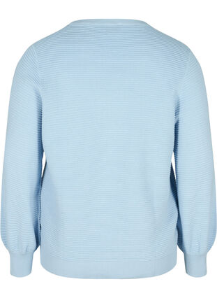 Blouse en tricot à manches longues en coton bio, Chambray Blue, Packshot image number 1