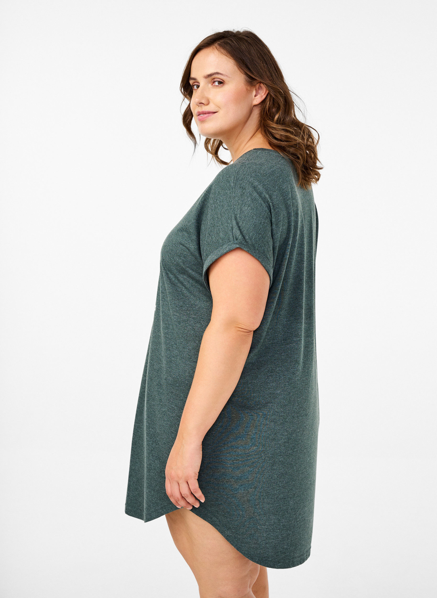 ZizziNachthemd met korte mouwen en tekstprint, , Model image number 2