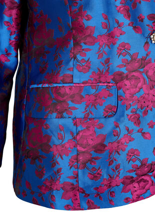Blazer à motif floral avec bouton en perle, Blue Quartz Jaquard, Packshot image number 3