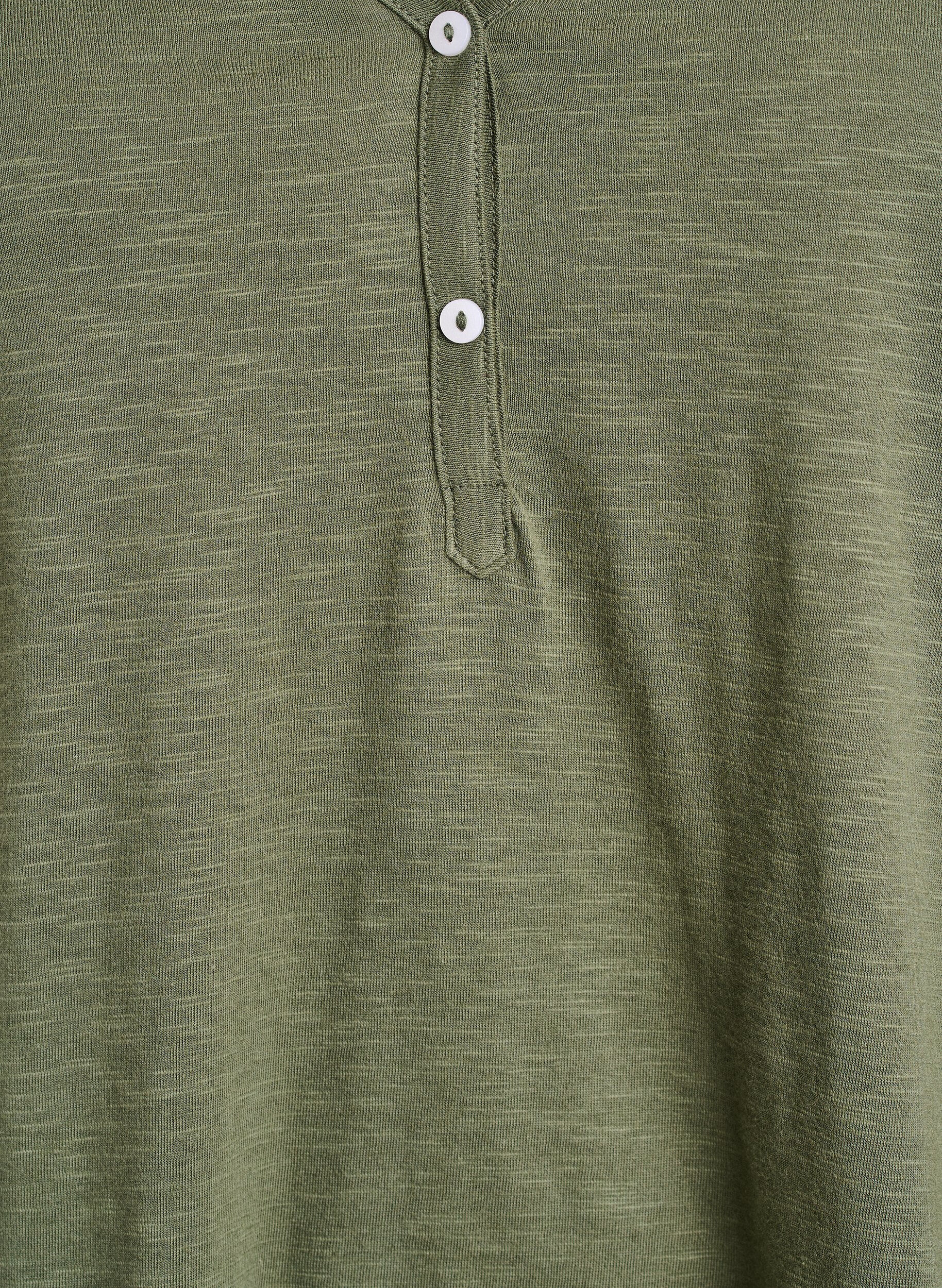 ZizziT-shirt met lange mouwen, V-hals en knopen, Groen, Packshot image number 2
