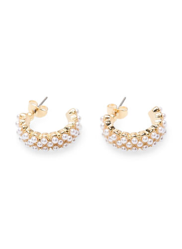 Cercles avec petites perles, Gold w. Pearl, Packshot image number 0