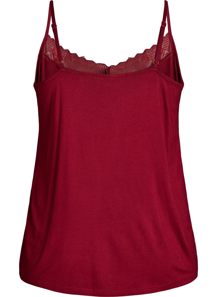 Top avec d&eacute;tails en dentelle et bretelles spaghetti, Marron, Packshot image number 1