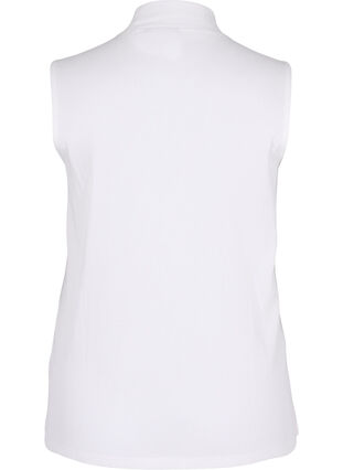 Top en coton à col montant avec structure côtelée, Bright White, Packshot image number 1