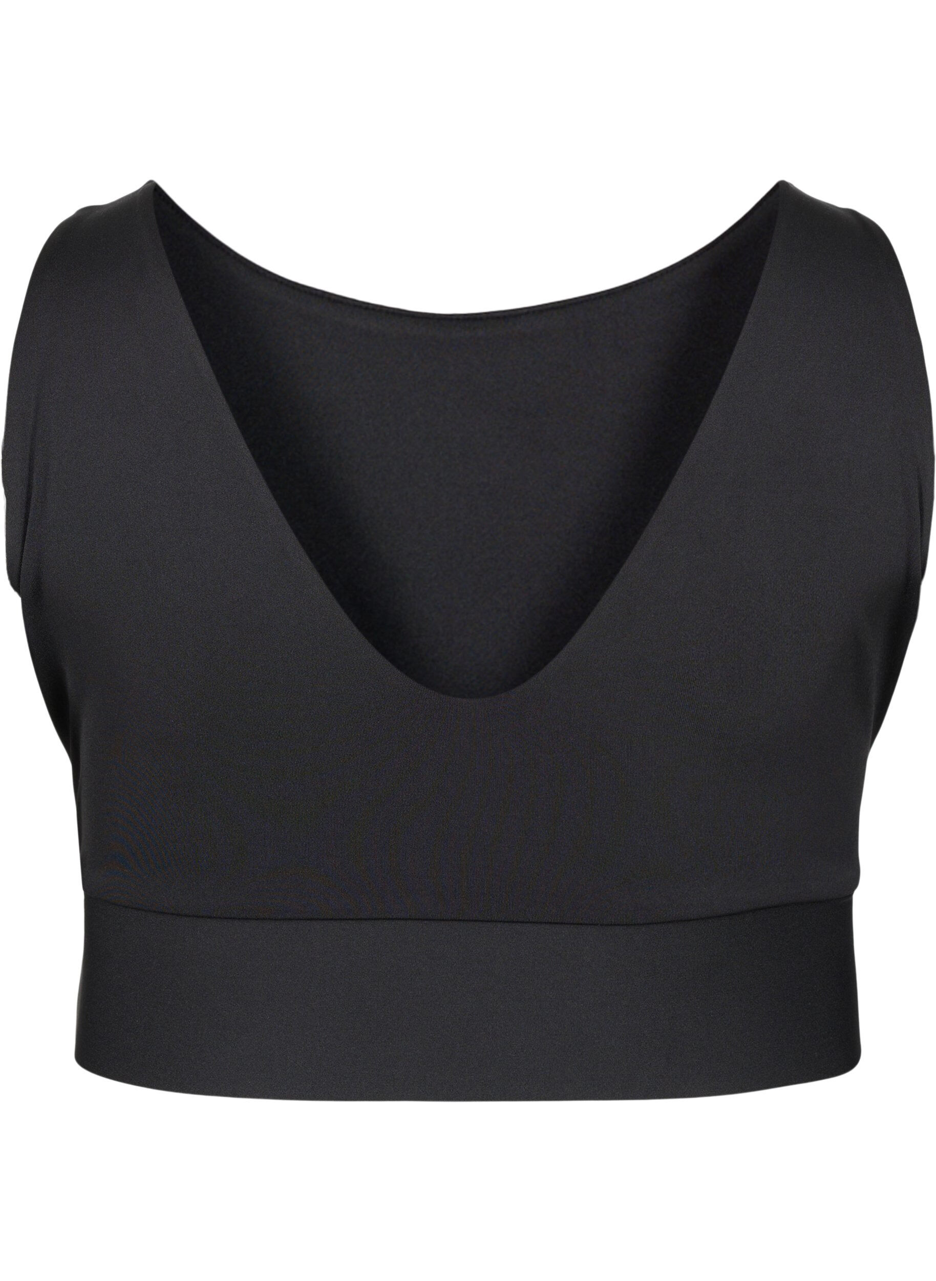 ZizziCORE, MID SUPPORT SPORTS BRA - Sportbeha in blokkleur met v-rug, Black, Packshot image number 1