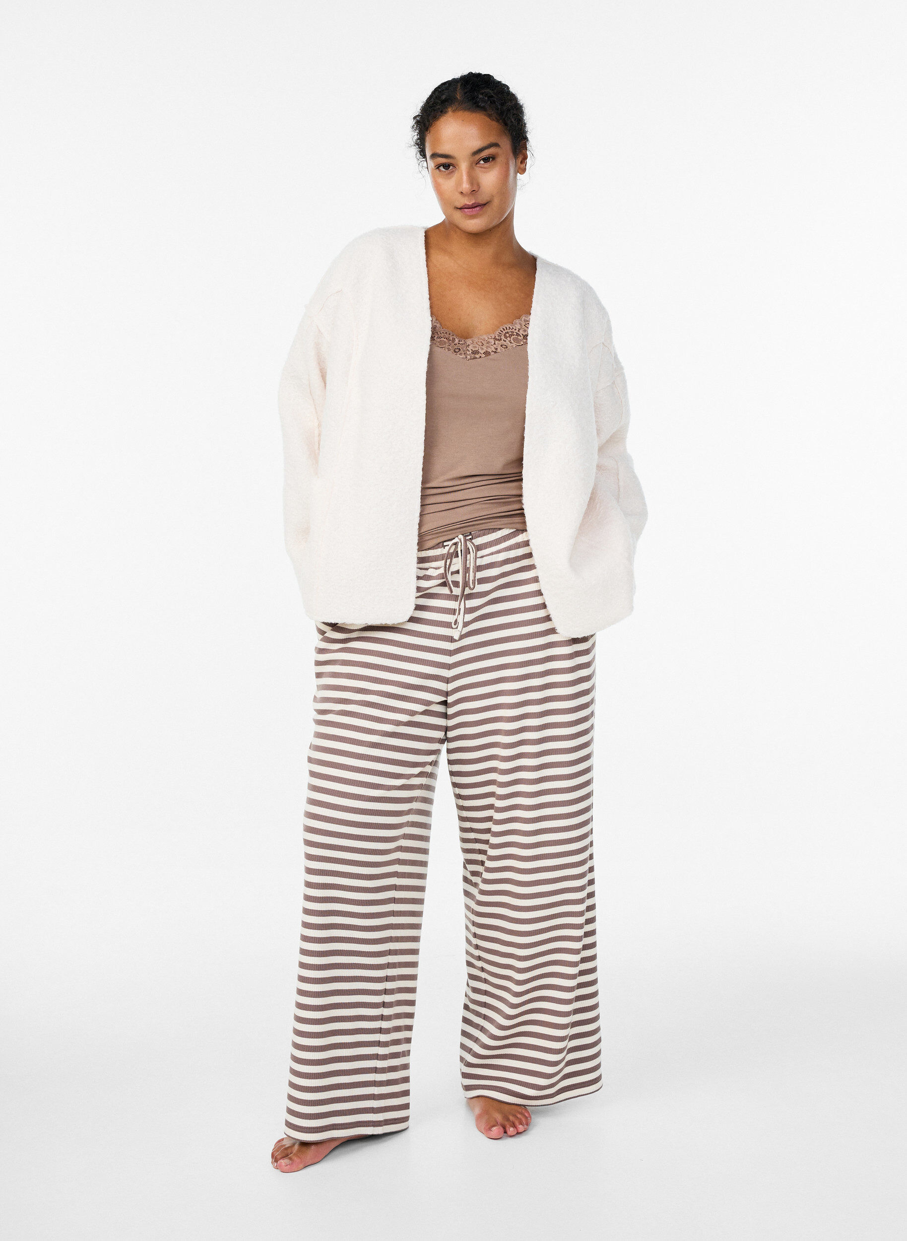 ZizziLosvallend vest met zakken, Vanille, Model image number 1