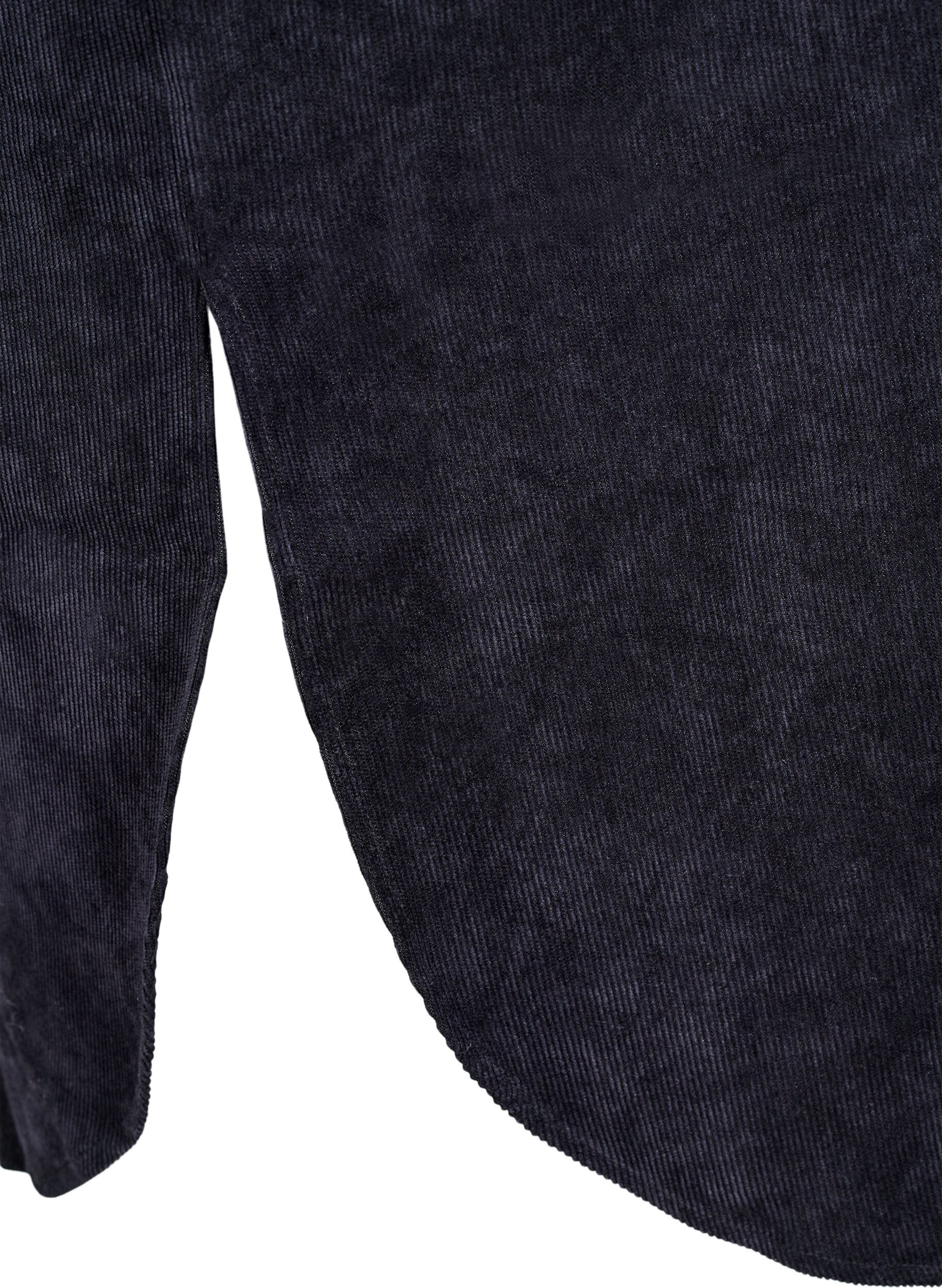 ZizziLange corduroy shirt jurk met knopen, Black, Packshot image number 3