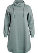Kort sweatshirt jurk met hoge kraag en zakken, Groen, Packshot image number 0