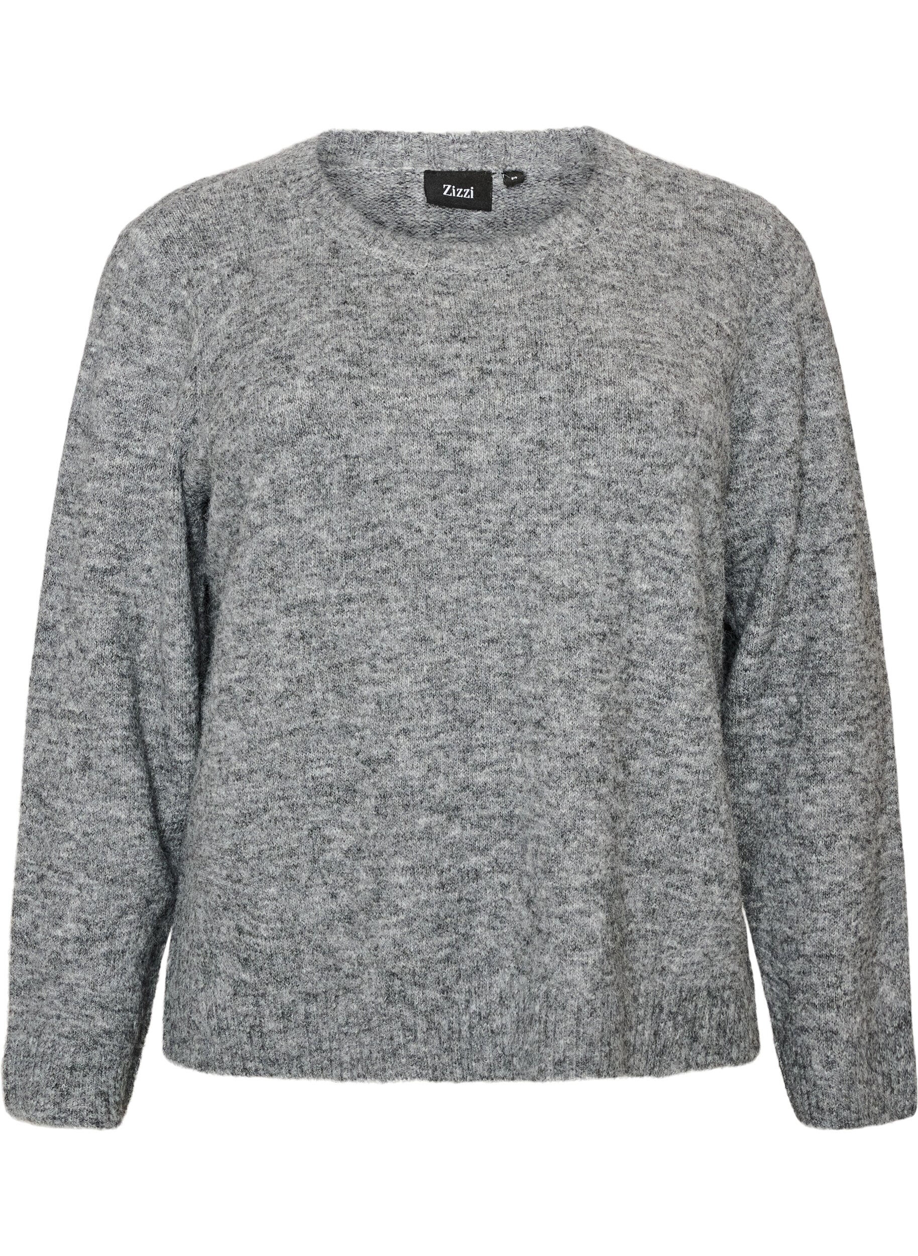 ZizziJumper met ronde hals en losse pasvorm, Grijs, Packshot image number 0