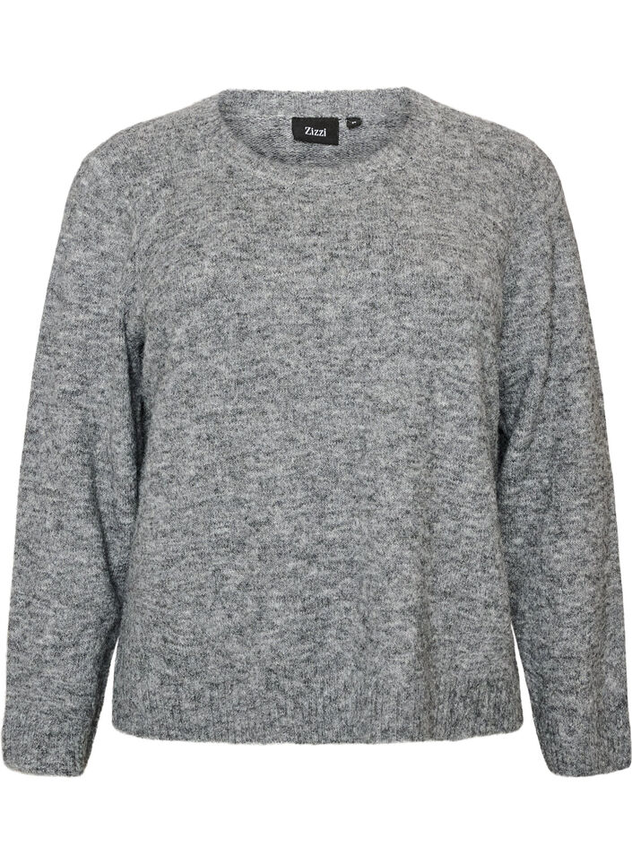 Jumper met ronde hals en losse pasvorm, Grijs, Packshot image number 0