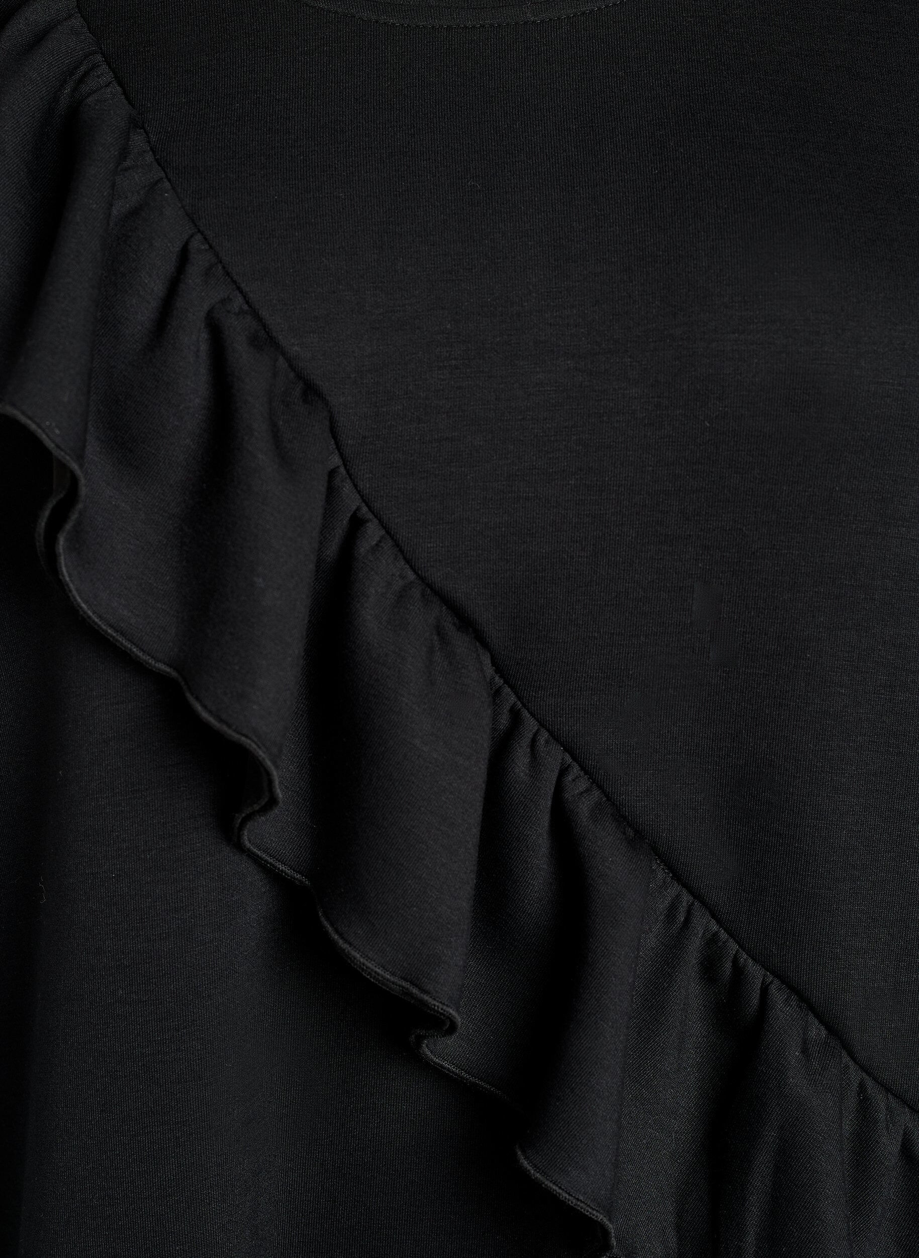 ZizziJersey blouse met een diagonale ruchesdetail, Zwart, Packshot image number 2