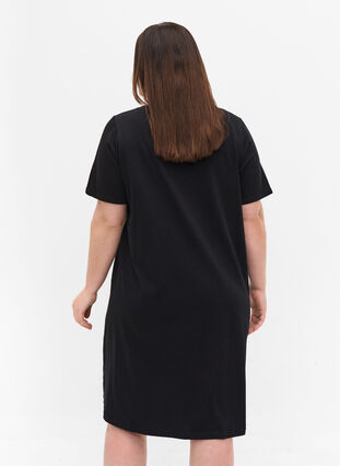 Chemise de nuit en coton à manches courtes, Black w. Copper MOM, Model image number 1