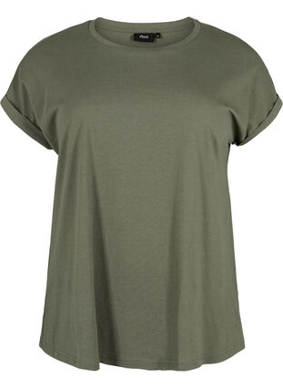T-shirt à manches courtes en coton mélangé, Dusty Olive, Packshot image number 0