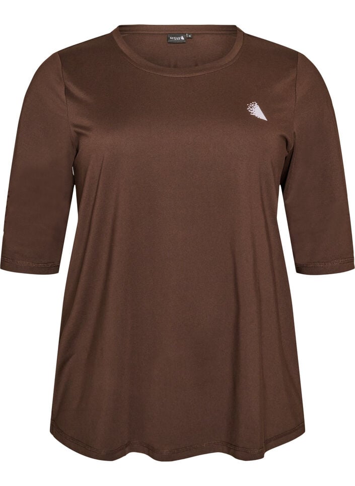 Sporttop met 3/4 mouwen, Bruin, Packshot image number 0