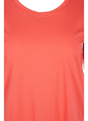 Katoenen t-shirt met elleboogmouwen, Hot Coral, Packshot image number 2