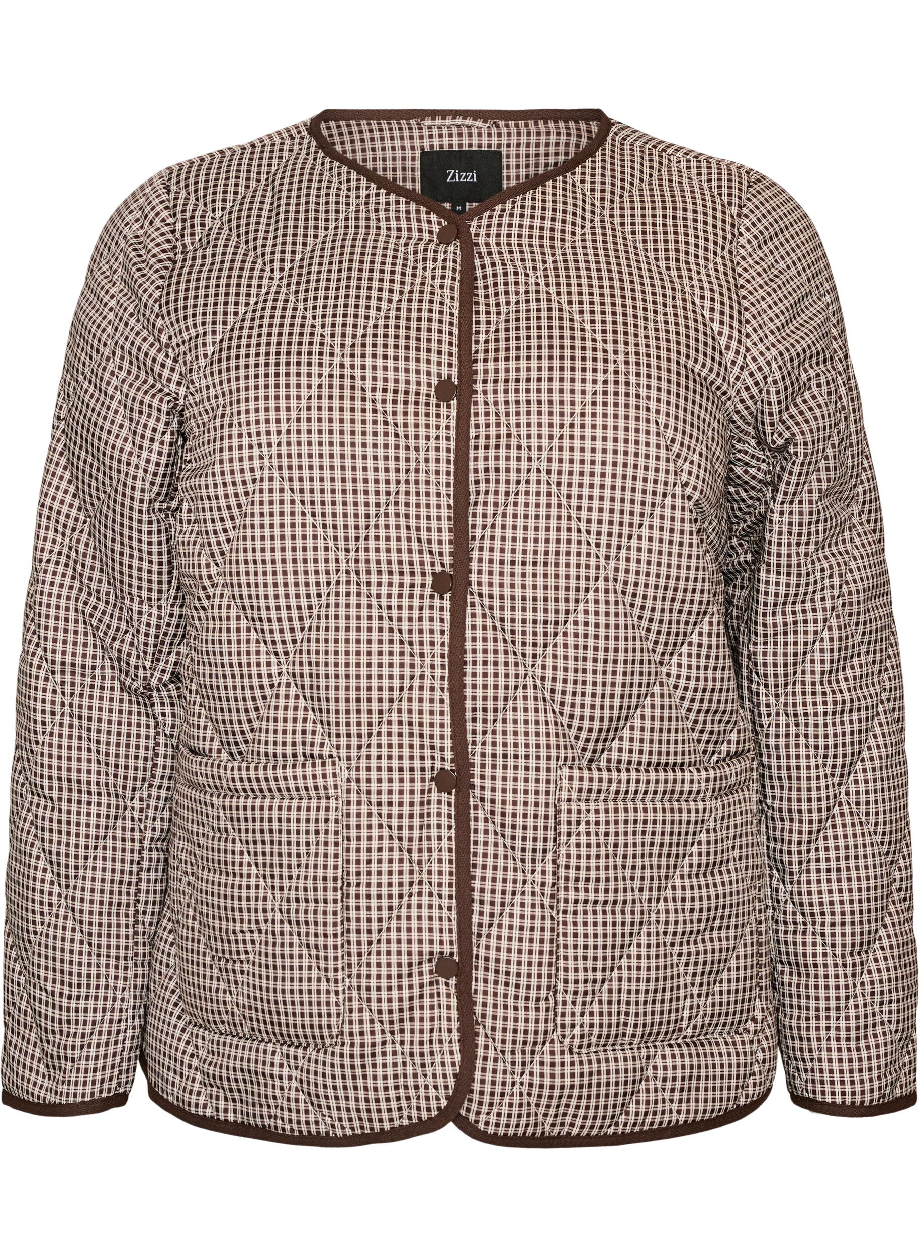 Veste matelass&eacute;e &agrave; petits carreaux et finitions contrastantes