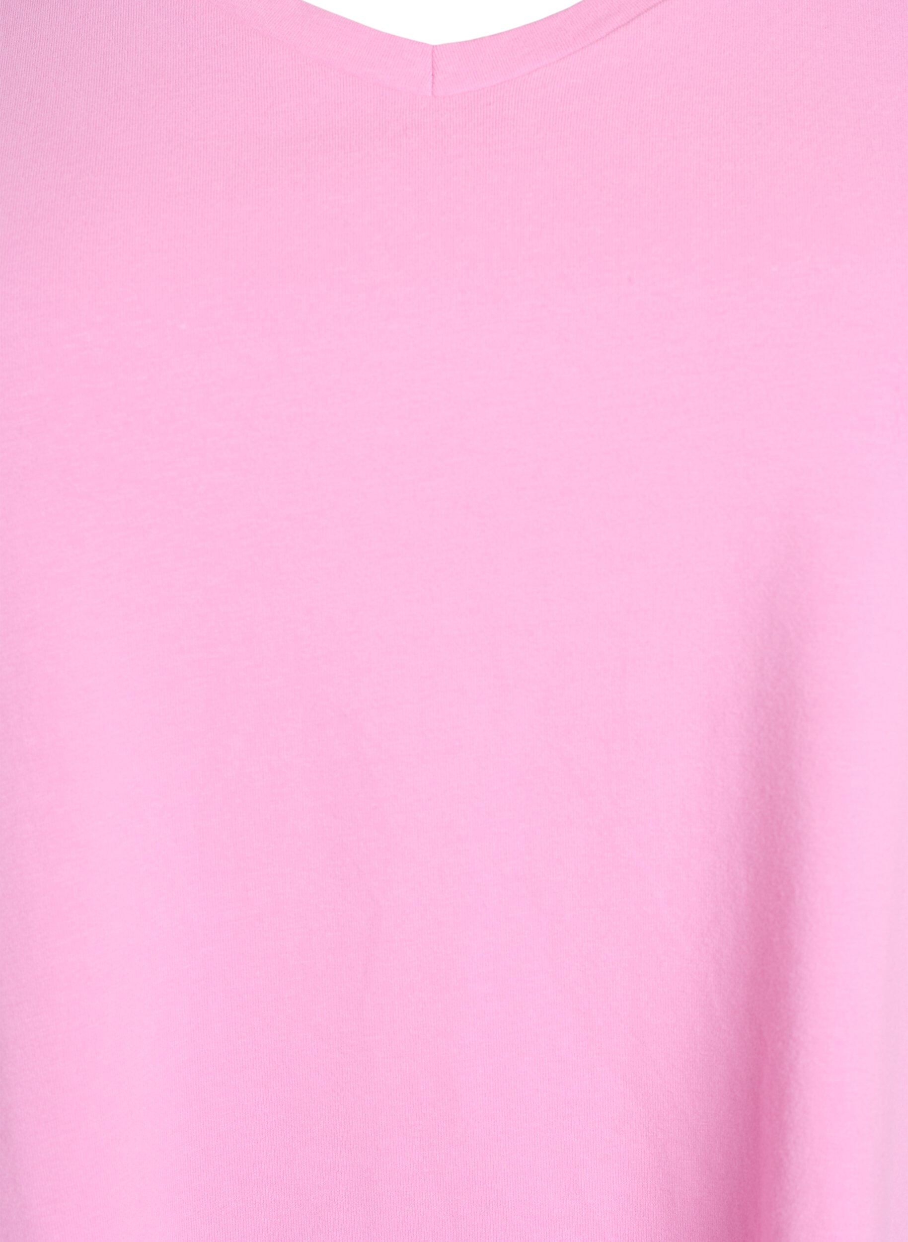 ZizziBasic effen katoenen t-shirt, Roze, Packshot image number 2