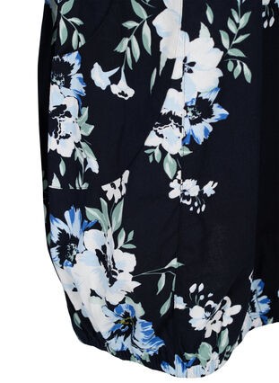 Robe en coton imprimé à manches courtes, Black Blue Flowers, Packshot image number 3