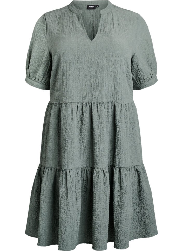 Robe courte &agrave; coupe &eacute;vas&eacute;e, Vert fonc&eacute;, Packshot image number 0