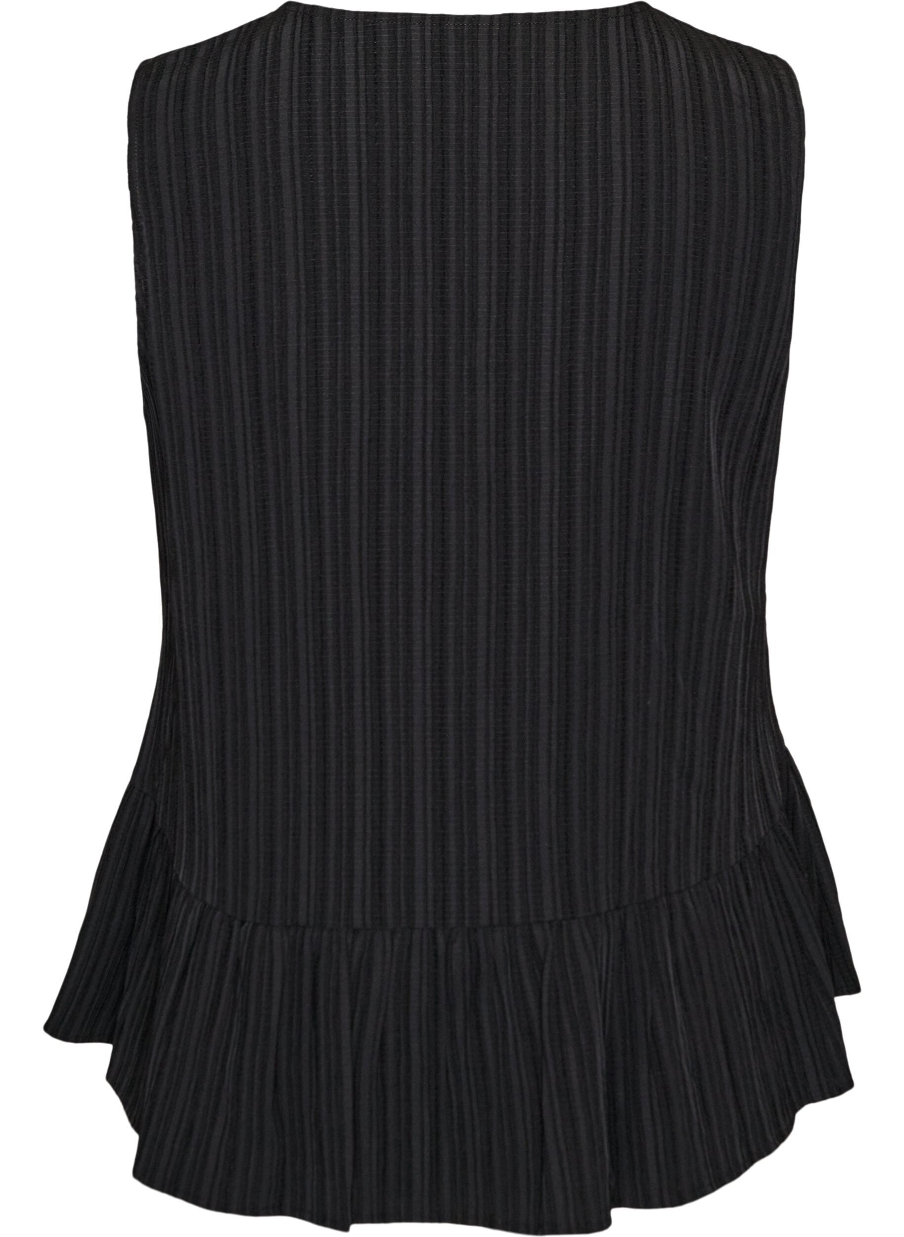 ZizziMouwloze blouse met textuur en een striksluiting, Zwart, Packshot image number 1