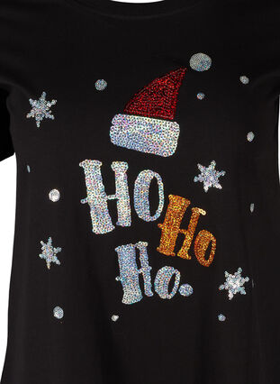 Kerst t-shirt in katoen, Black Ho Ho Ho, Packshot image number 2