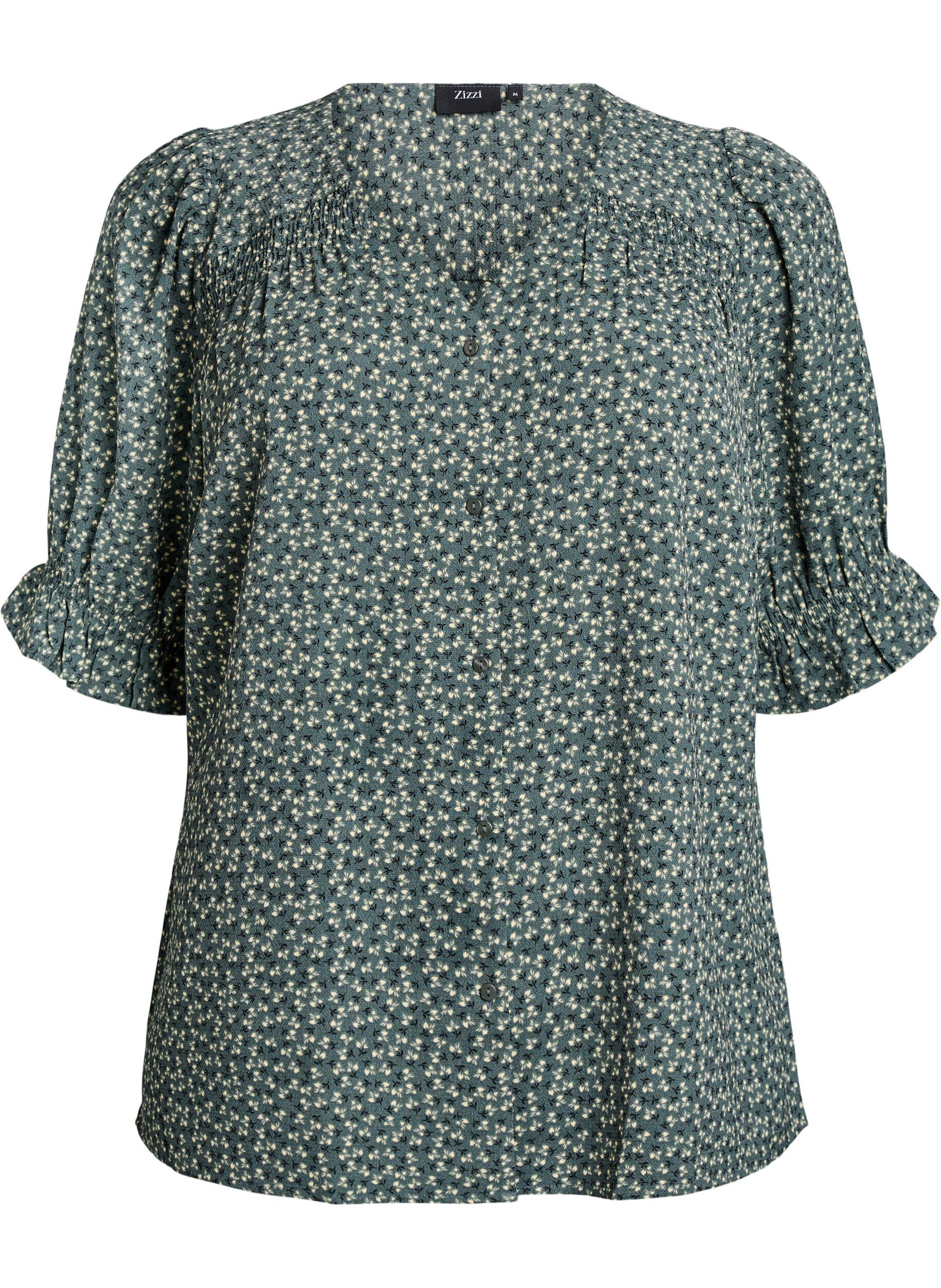 ZizziShirtblouse met 1/2 mouwen, Groen, Packshot image number 0