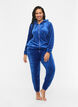 Cardigan en velours avec fermeture éclair et capuche, Bleu, Model image number 1