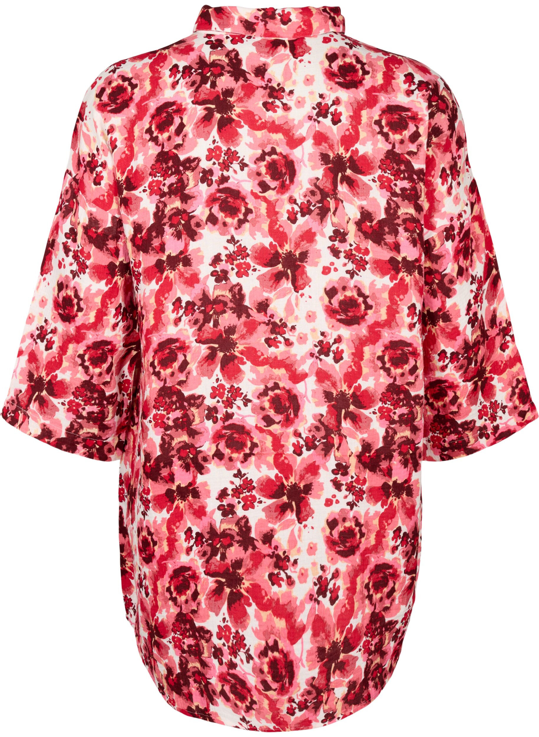 ZizziLang shirt met all-over print, Pink AOP Flower, Packshot image number 1