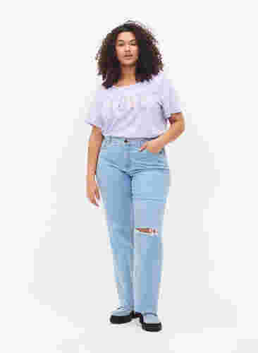 Katoenen t-shirt met ronde hals en opdruk, Lavender W. Love, Model image number 2