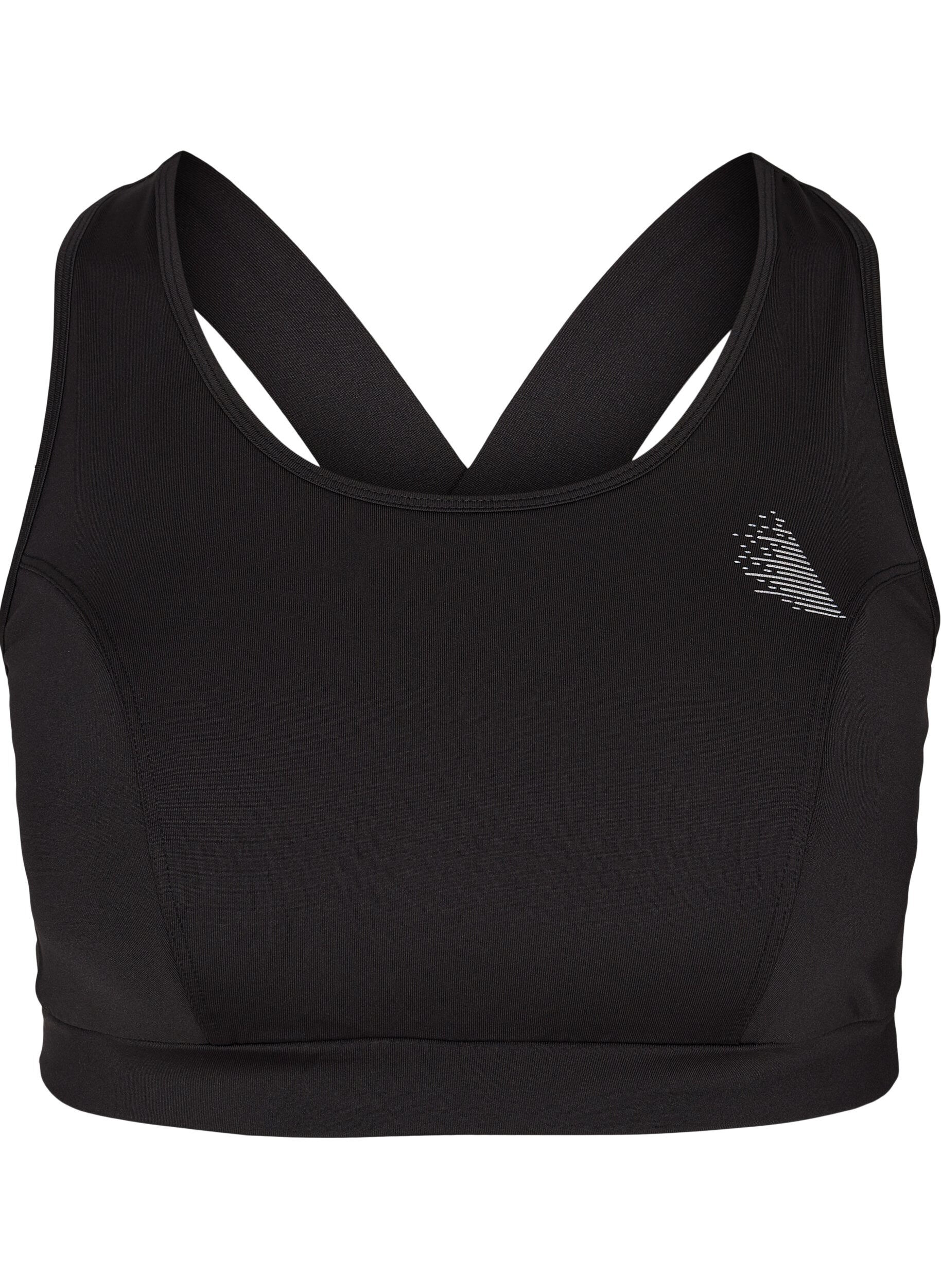 ZizziSporttop met effen kleur en gekruiste rug, Black, Packshot image number 0