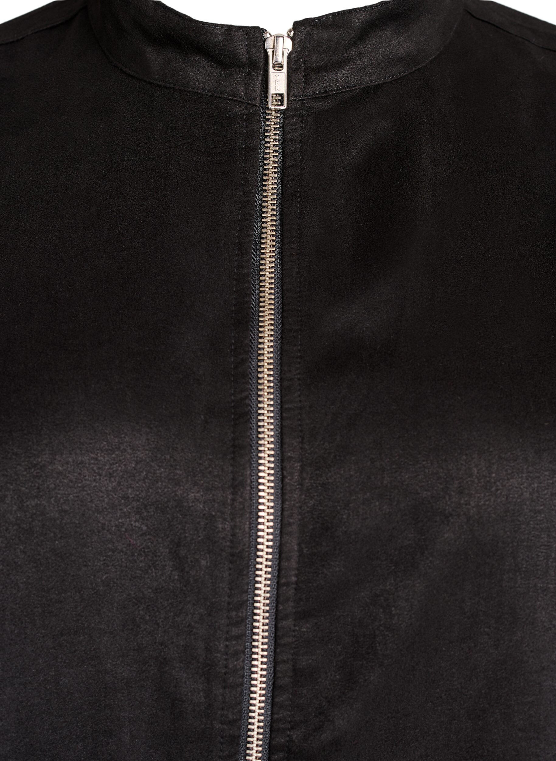 Zizzi Longue chemise en faux su&egrave;de avec fermeture &eacute;clair, Noir, Packshot image number 2