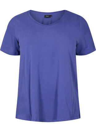 T-shirt en coton uni basique, Deep Cobalt, Packshot image number 0