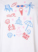 T-shirt en coton bio avec imprim&eacute; plage, Blanc, Packshot image number 2