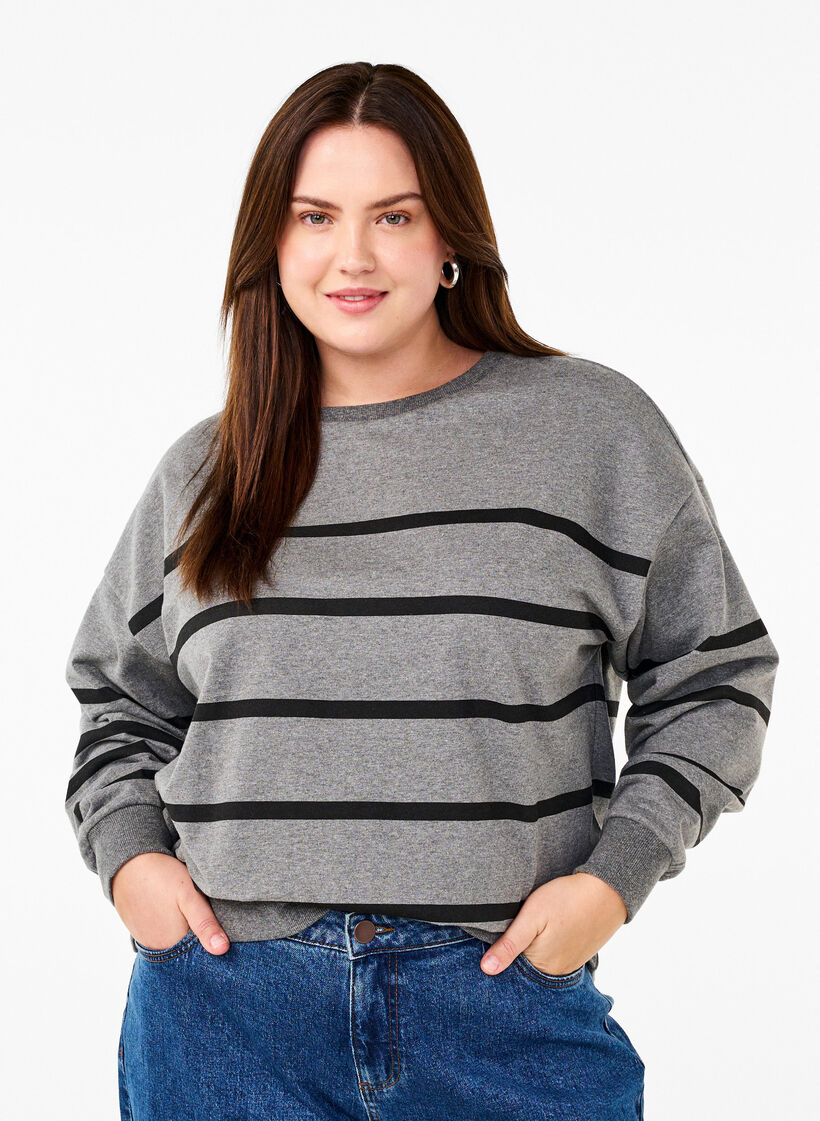 Sweatshirt met strepen, MGM w. Black Stripe, Model image number 0