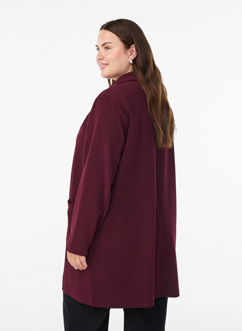Blazer long avec des poches, Bordeaux, Model image number 2