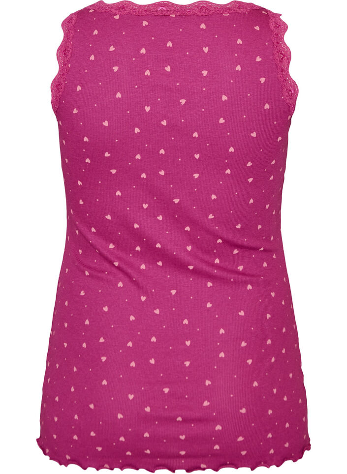 Top avec imprim&eacute; et bord en dentelle, Violet, Packshot image number 1