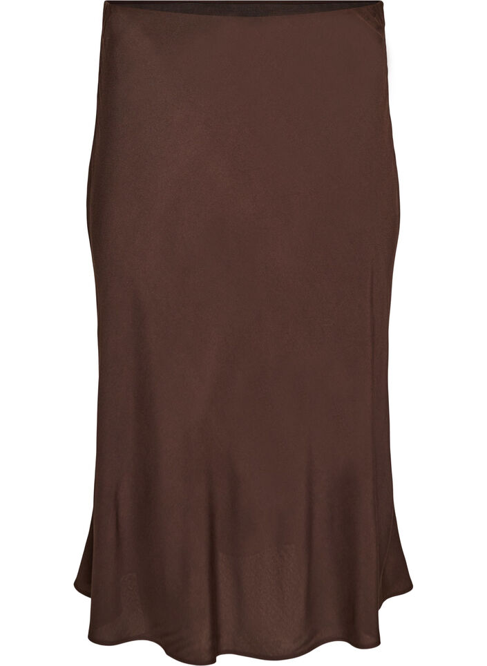 Viscose rok met een elastische taille, Bruin, Packshot image number 0