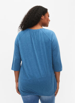 Gestreepte blouse met 3/4 mouwen, Legion Blue Mel., Model image number 1