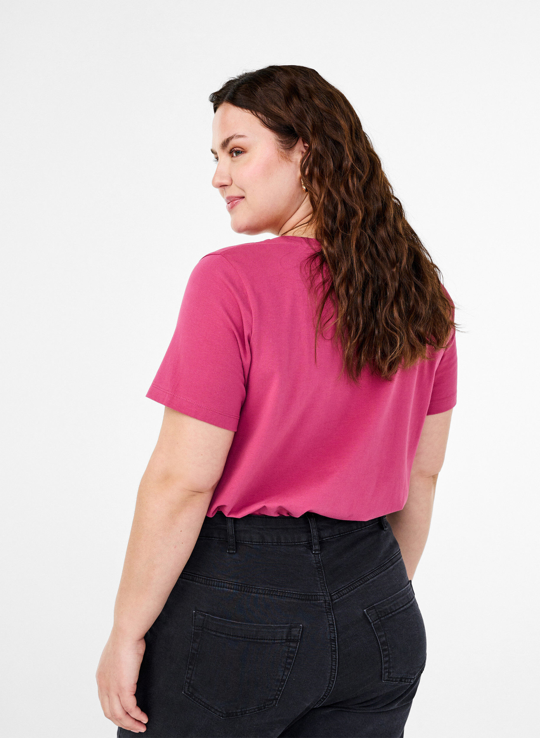 ZizziEffen basic T-shirt van katoen, Rood, Model image number 2