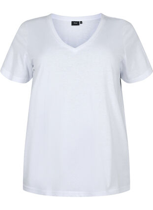 T-shirt à manches courtes avec col en V, Bright White, Packshot image number 0