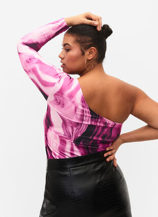One-shoulder blouse met print, Raspberry Rose AOP, Model image number 1