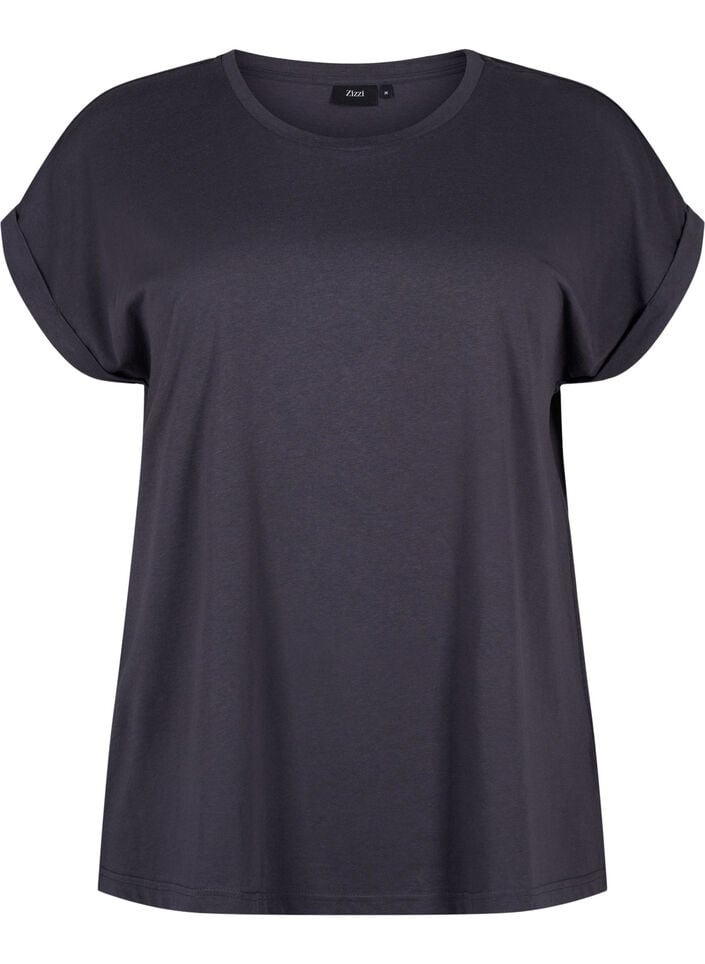 T-shirt met korte mouwen van katoenmix, Grijs, Packshot image number 0
