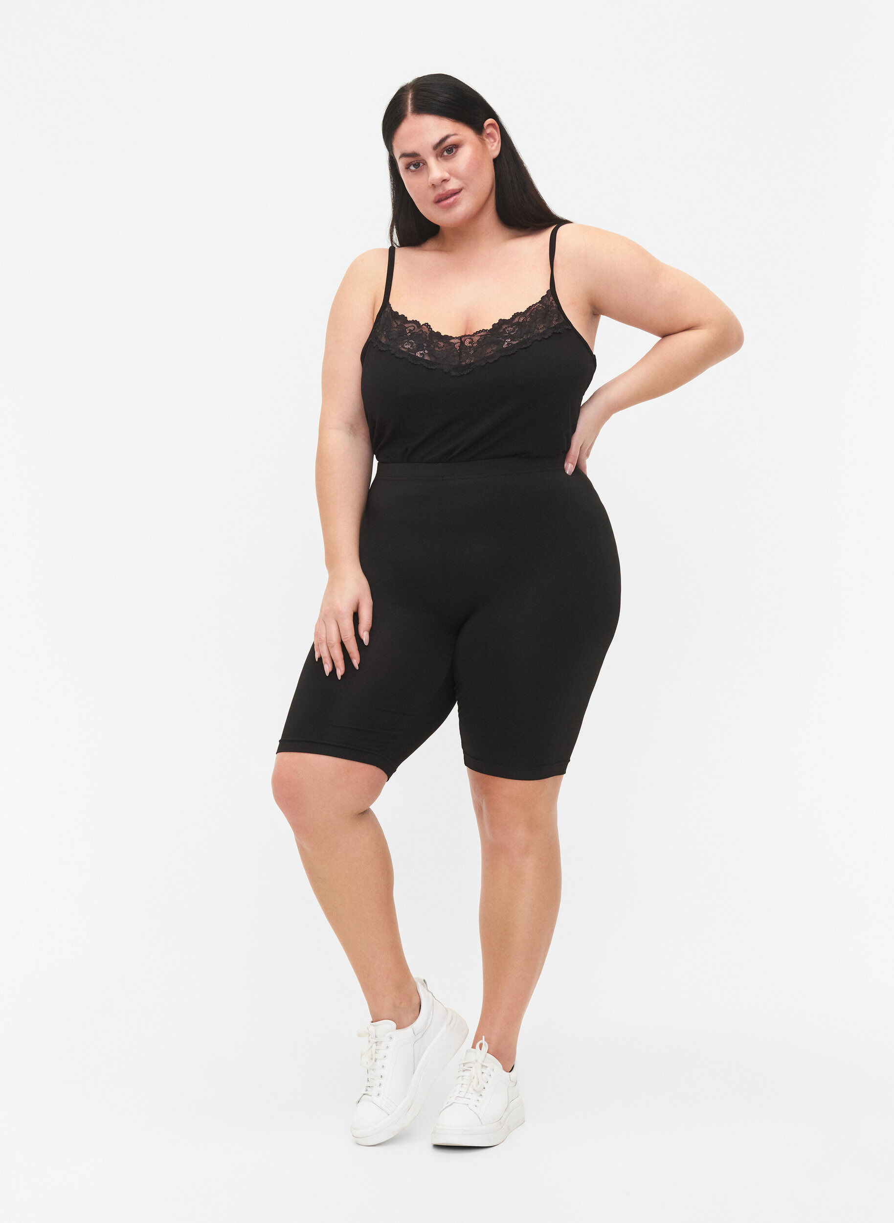 Zizzi2-pack biker shorts, Zwart, Model image number 1