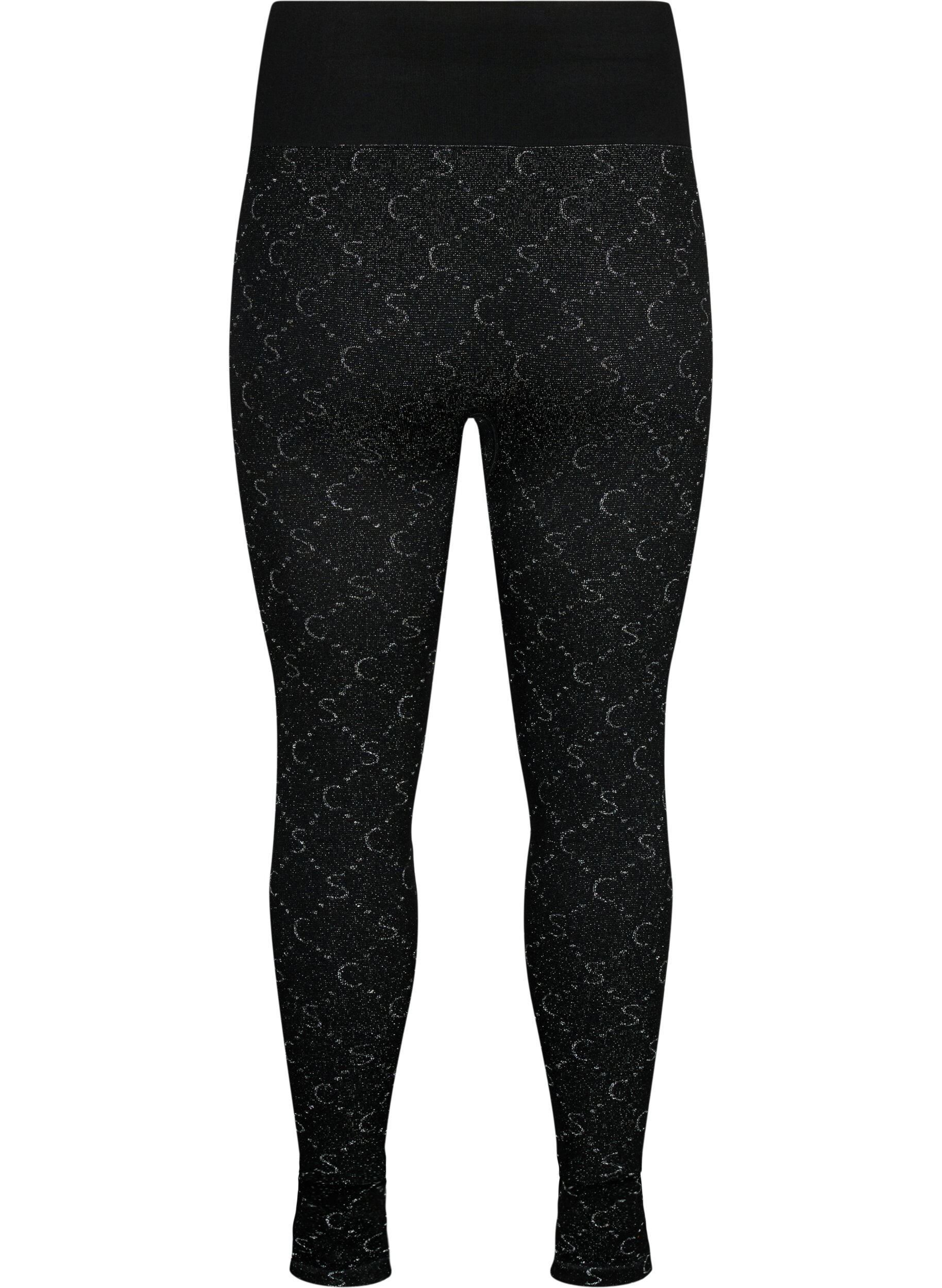 ZizziNaadloze legging met zilverkleurig patroon, Black, Packshot image number 1