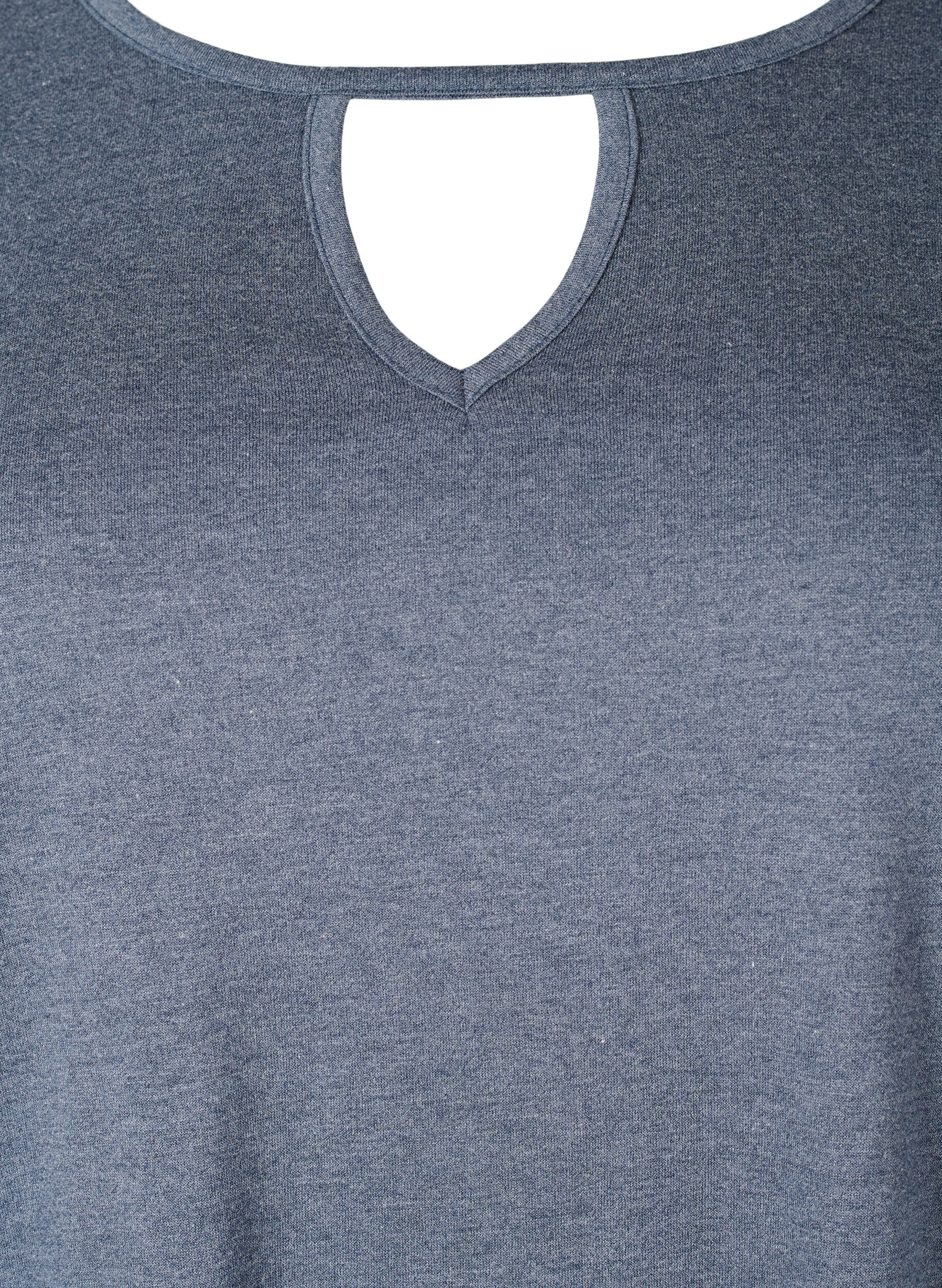 ZizziGem&ecirc;leerde blouse met lange mouwen, Night Sky Mel. , Packshot image number 2