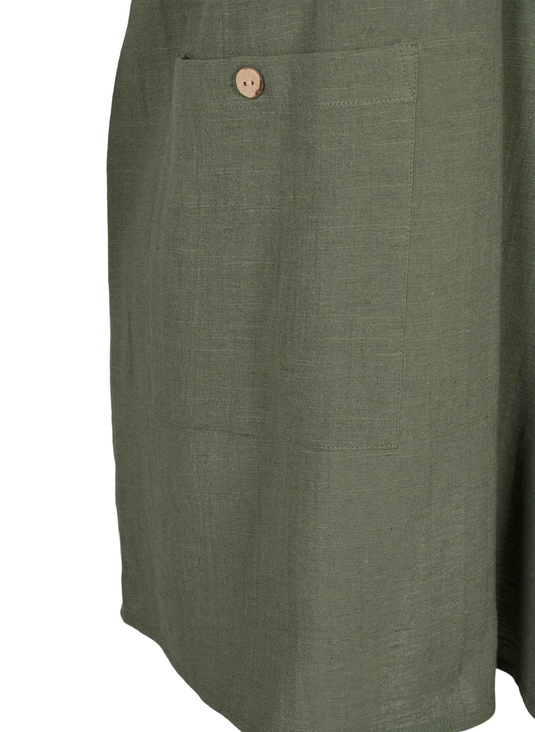 ZizziTuniek met 3/4 mouwen van katoenmix en linnen, Thyme, Packshot image number 3