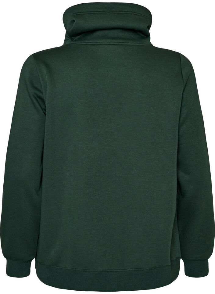 Sweatshirt met hoge kraag en zakken, Groen, Packshot image number 1